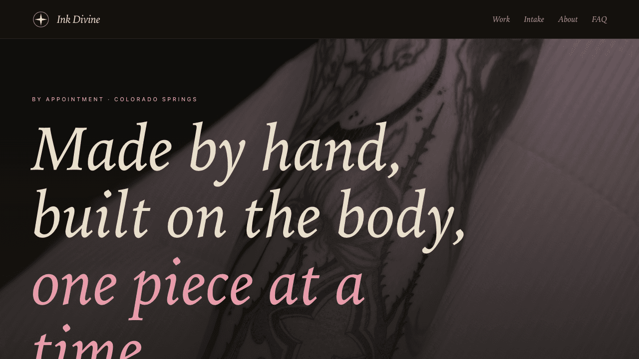 Ink Divine Studio homepage